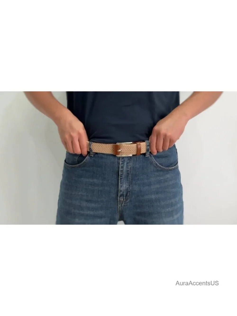Men's Stretch Woven Belt, Lightweight Nylon Golf Belt, Holeless